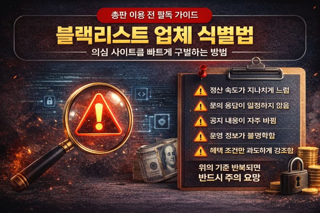 총판 블랙리스트 업체 식별 방법 및 위험 신호 체크 이미지